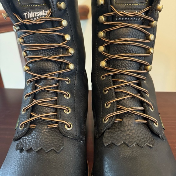 John Deere black leather boots Kiltie Tall lace up steel toe logger miner 8.5 - Picture 7 of 16